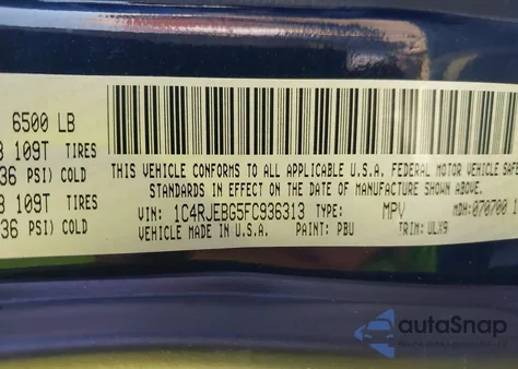 2015 Jeep Grand Cherokee Limited from USA, damaged, VIN 1C4RJEBG5FC936313